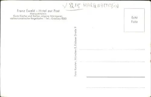 Marquartstein Gasthof zur Post Franz Ewald Kat. Marquartstein