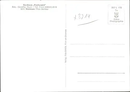 Weisham Chiemsee Gasthaus Fischerwirt Auto Blum Kat. Bernau a.Chiemsee