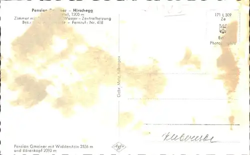 Hirschegg Kleinwalsertal Vorarlberg Pension Gmeiner Kat. Mittelberg