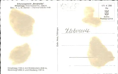 Hirschegg Kleinwalsertal Vorarlberg Erholungsheim Berghalde Kat. Mittelberg