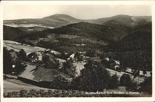 Sommerau Lohberg mit dem Grossen und Kleinen Arber Kat. Lohberg