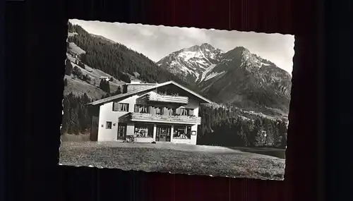 Hirschegg Kleinwalsertal Vorarlberg Pension Anna mit Elferkopf und Zwoelferkopf Kat. Mittelberg