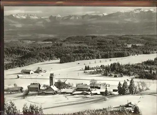 Rechtis Ortsansicht mit Alpenpanorama Kat. Weitnau