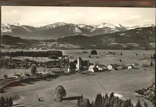 Rechtis Ortsansicht mit Alpenpanorama Bergheim der AWO Kat. Weitnau