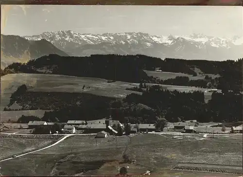 Hellengerst Ortsansicht mit Alpenpanorama  Kat. Weitnau