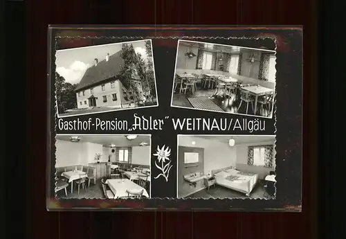 Weitnau Gasthof Pension Adler mit Gastraum und Zimmer Kat. Weitnau