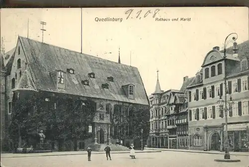 Quedlinburg Harz Sachsen Anhalt Rathaus Markt Kat. Quedlinburg