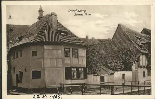 Quedlinburg Harz Sachsen Anhalt aeltestes Haus Kat. Quedlinburg