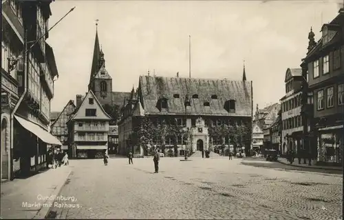 Quedlinburg Harz Sachsen Anhalt Markt Rathaus Kat. Quedlinburg