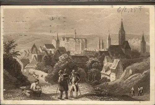 Quedlinburg Harz Sachsen Anhalt Kuenstlerkarte v. L. Richter 1838 Kat. Quedlinburg