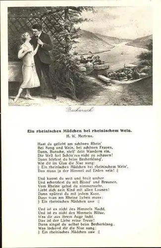 Bacharach Rhein Gedicht H.W. Mertens Liebespaar Kat. Bacharach