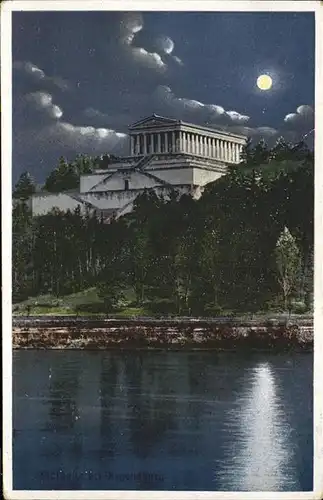 Regensburg Walhalla bei Nacht Mond Kat. Regensburg