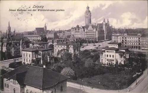 Leipzig Neues Rathaus von Waechterstrasse gesehen Kat. Leipzig