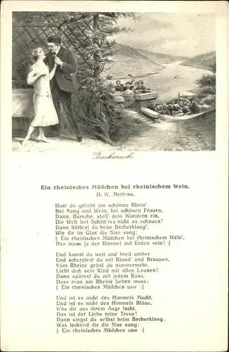 Bacharach Rhein Liebespaar Lied H.W. Mertens Kat. Bacharach