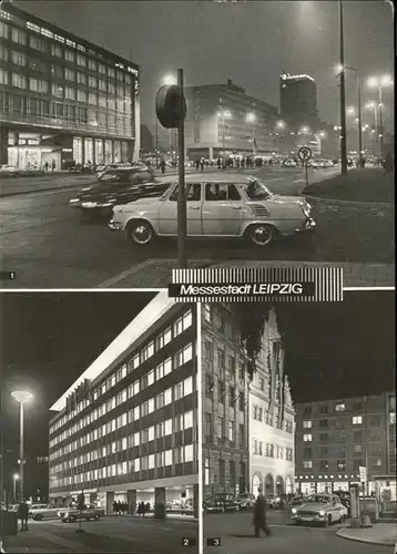 Leipzig Leipziger Messeamt bei Nacht Autos Kat. Leipzig