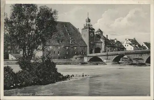 Regensburg Donau Bruecke Kat. Regensburg