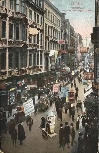 Leipzig Petersstrasse zur Messe Trubel Ausstellugen Strassenwerbung Kat. Leipzig