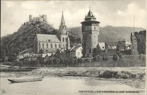 Oberwesel Rhein Liebfrauenkirche Schoenburg Boot Kat. Oberwesel