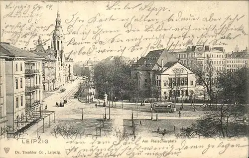 Leipzig am Fleischerplatz Strassenbahn Kat. Leipzig