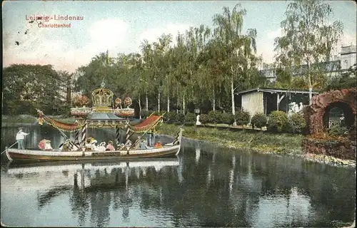 Lindenau Leipzig Charlottenhof Teich Boot Kat. Leipzig