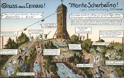 Leipzig Monte Scherbelino Kuenstlerkarte Komik Kat. Leipzig