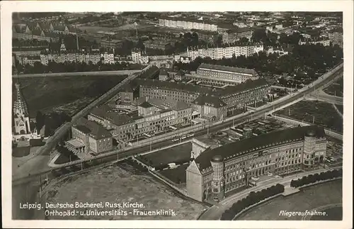 Leipzig Fliegeraufnahme Deutsche Buecherei Russische Kirche Uni  Fraunenklinik Kat. Leipzig