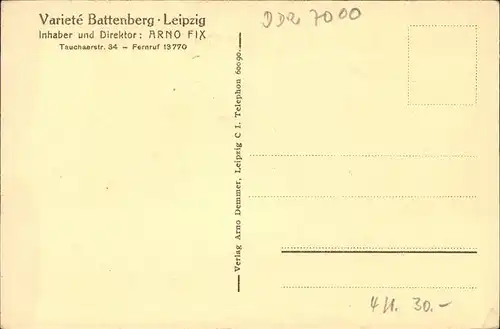 Leipzig Variete Battenberg Arno Fix Kat. Leipzig