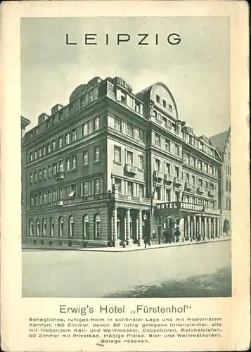 Leipzig Erwigs Hotel Fuerstenhof Kat. Leipzig