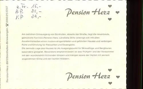 Binswangen Sonthofen Pension Herz Kat. Sonthofen