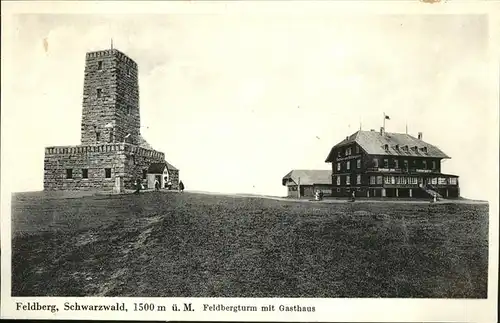 Feldberg Schwarzwald Gipfel mit Feldbergturm und Gasthaus Kat. Feldberg (Schwarzwald)