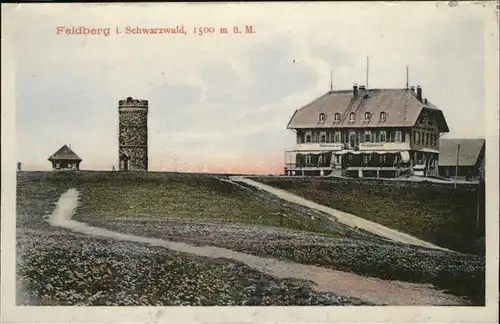 Feldberg Schwarzwald Gipfel mit Feldbergturm und Gasthaus Kat. Feldberg (Schwarzwald)