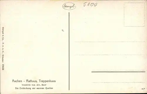 Aachen Gemaelde von Alb. Baur Die Entdeckung der warmen Quellen im Rathaus Kat. Aachen