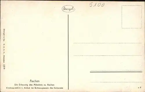 Aachen Erbauung des Muensters zu Aachen Freskogemaelde von Rethel im Kroenungssaal des Rathauses Kat. Aachen