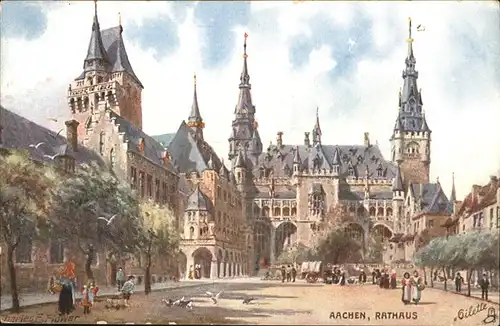 Aachen Rathaus Kuenstlerkarte Charles F. Flower Kat. Aachen