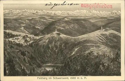 Feldberg Schwarzwald Panorama mit Blick auf Schweizer Alpen Stempel auf AK Kat. Feldberg (Schwarzwald)