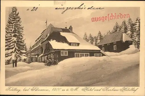 Feldberg Schwarzwald Hotel und Kurhaus Hebelhof Stempel auf AK Kat. Feldberg (Schwarzwald)