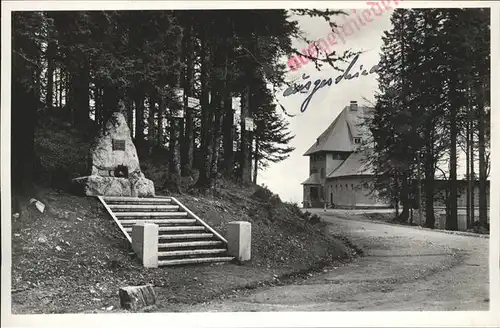 Feldberg Schwarzwald Kriegerdenkmal mit Caritas Haus Stempel auf AK Kat. Feldberg (Schwarzwald)