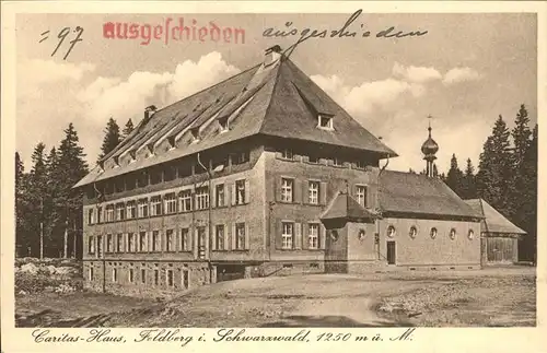 Feldberg Schwarzwald Kinderheilstaette Caritas Haus Jugendheim Kapelle Stempel auf AK Kat. Feldberg (Schwarzwald)