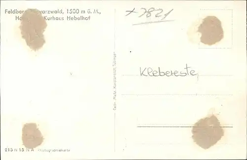 Feldberg Schwarzwald Hotel und Kurhaus Hebelhof mit Villen Stempel auf AK Kat. Feldberg (Schwarzwald)