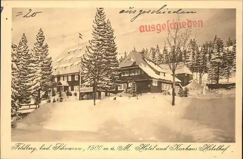Feldberg Schwarzwald Hotel und Pension Hebelhof Stempel auf AK Kat. Feldberg (Schwarzwald)