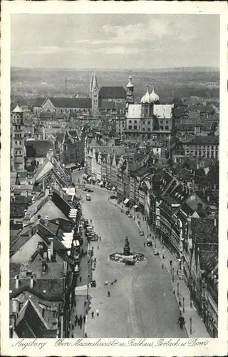 Augsburg Obere Maximilianstrasse Rathaus Perlach und Dom Kat. Augsburg