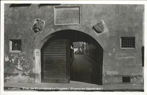 Augsburg Eingangstor am Sparrenlech zur Fuggerei Kat. Augsburg