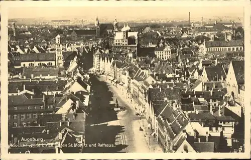 Augsburg Blick von St Ulrich gegen St Moritz und Rathaus Kat. Augsburg