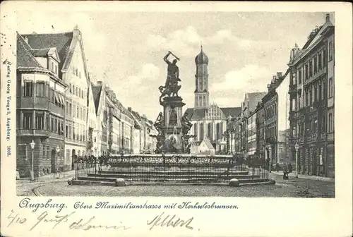 Augsburg Obere Maximilianstrasse mit Herkulesturm Kat. Augsburg