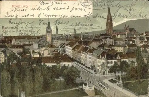 Freiburg Breisgau Blick auf Muenster und Martinstor Kat. Freiburg im Breisgau