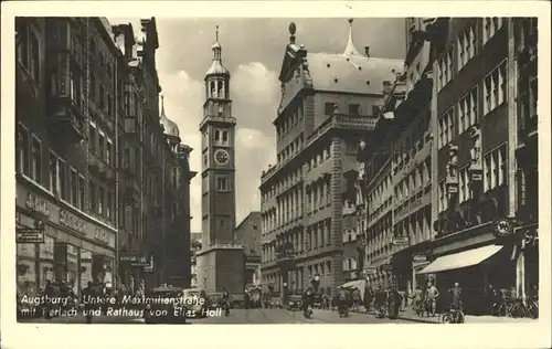 Augsburg Untere Maximilianstrasse mit Rathaus und Perlach Kat. Augsburg