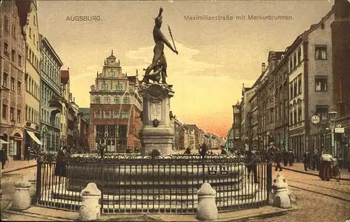 Augsburg Maximilianstrasse Merkurbrunnen Feldpost Kat. Augsburg