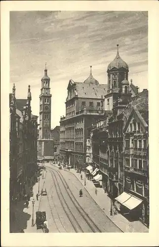 Augsburg Untere Maximilianstrasse mit Rathaus und Perlach Kat. Augsburg