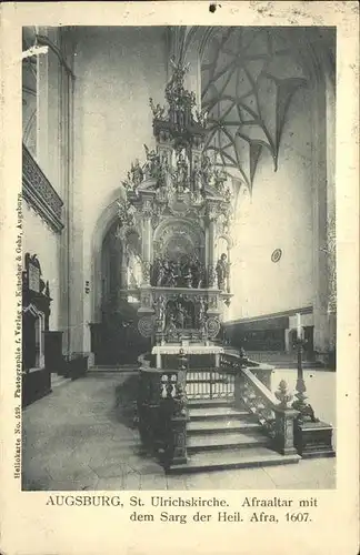 Augsburg St Ulrichskirche Afraaltar mit dem Sarg der Hl Afra Kat. Augsburg