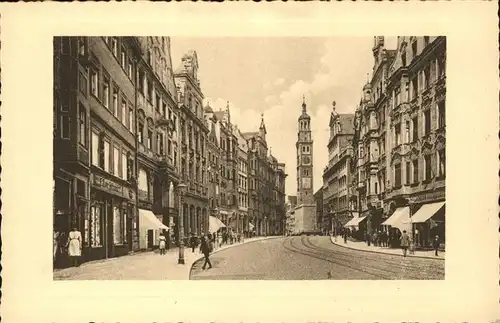 Augsburg Untere Maximilianstrasse mit Rathaus und Perlach Kat. Augsburg